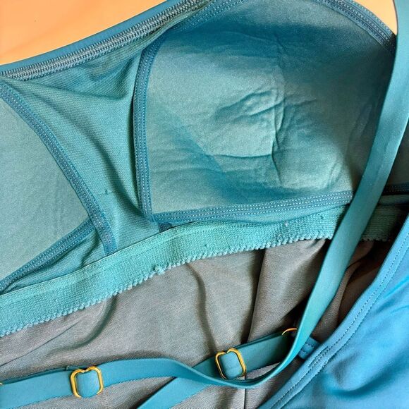 Time and Tru Blue Belted One-Piece Swimsuit - Size 2x - Pre-Owned - Picture 6 of 9